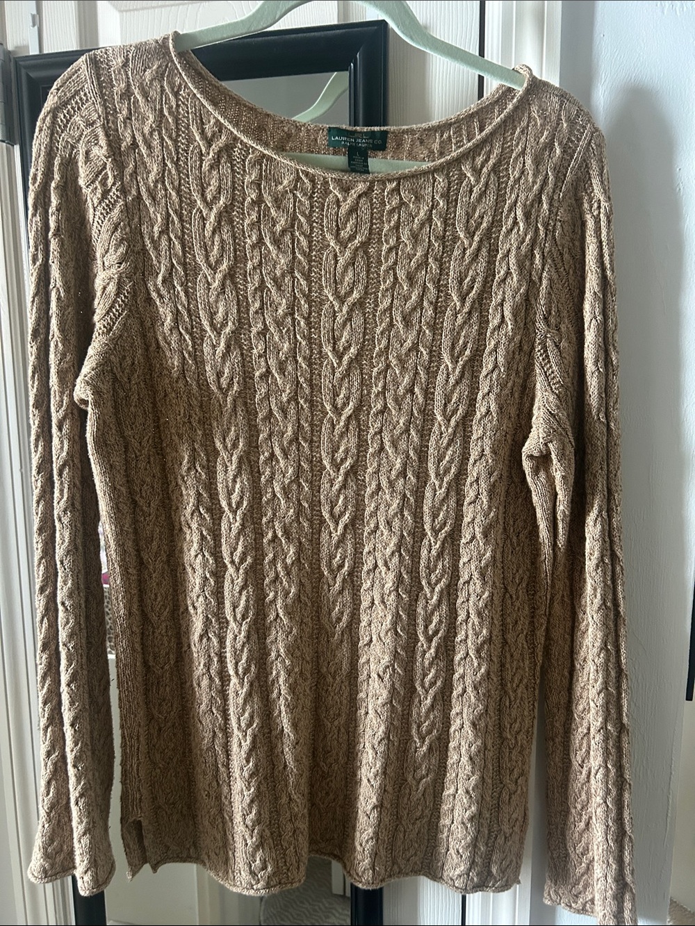 Lauren Ralph Lauren Cable Knit Scoop-Neck Sweater - Beige/Tan